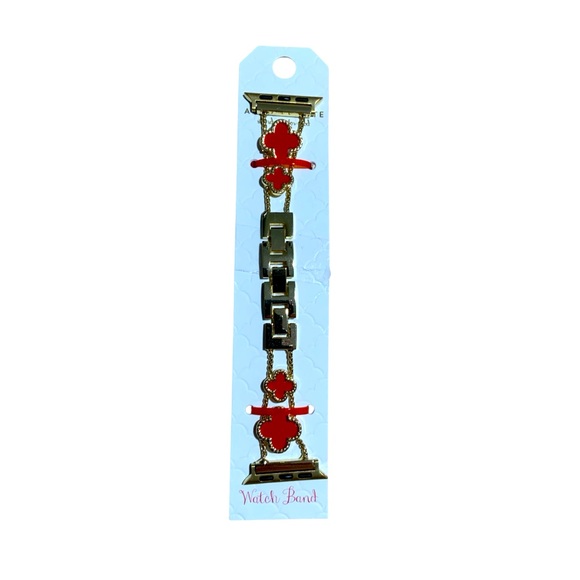 Altar’d State Red & Gold tone Clover Apple Watch Band 38/40 NWT - Picture 1 of 4